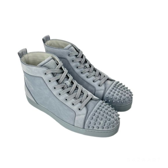 Christian Louboutin Lou Spikes Orlato Suede High-top Sneakers Paseo Blue US 11 - Picture 5 of 15